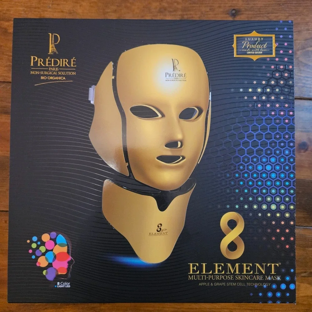 Predire Paris 8 Element LED Light Therapy Face & Neck Skincare Mask New